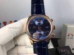 YL Swiss Replica IWC Portuguese Chronograph Classic Blue Dial Leather Strap 42 MM Automatic Watch